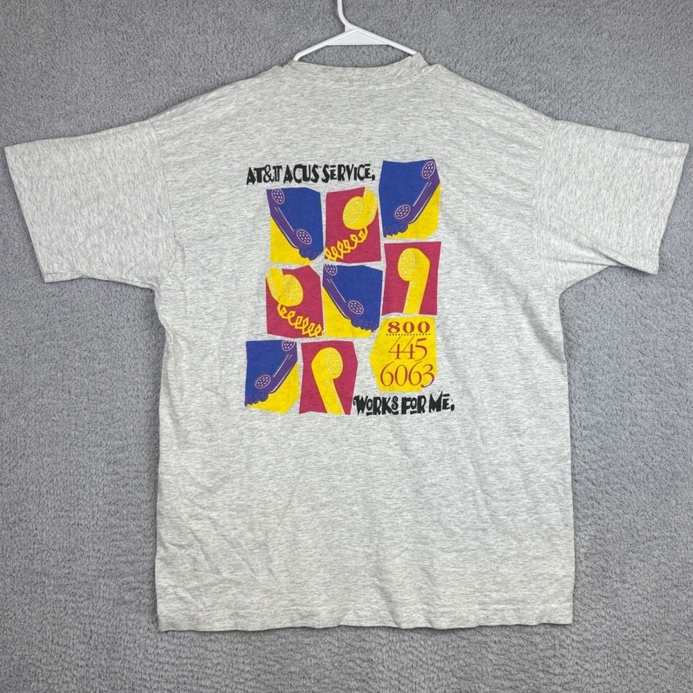 Vintage  AT&T Shirt Mens XXL Gray ACUS Service 90s Promo USA Fruit of the Loom